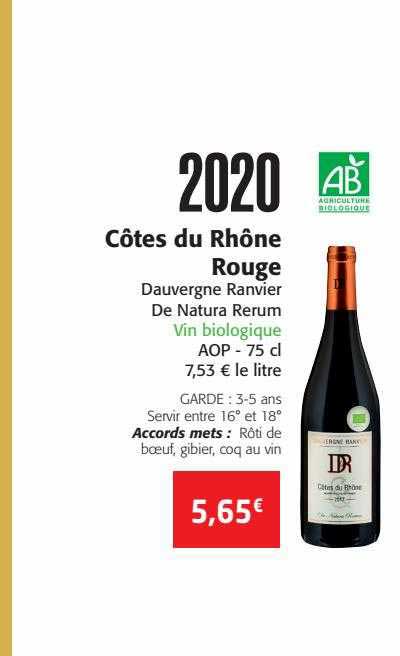 Côtes Du Rhône Rouge Dauvergne Ranvier De Natura Rerum