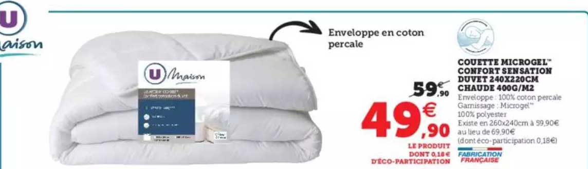 Couette Microgel Confort Sensation Duvet 240 X 220 Cm Chaude 400g-m²