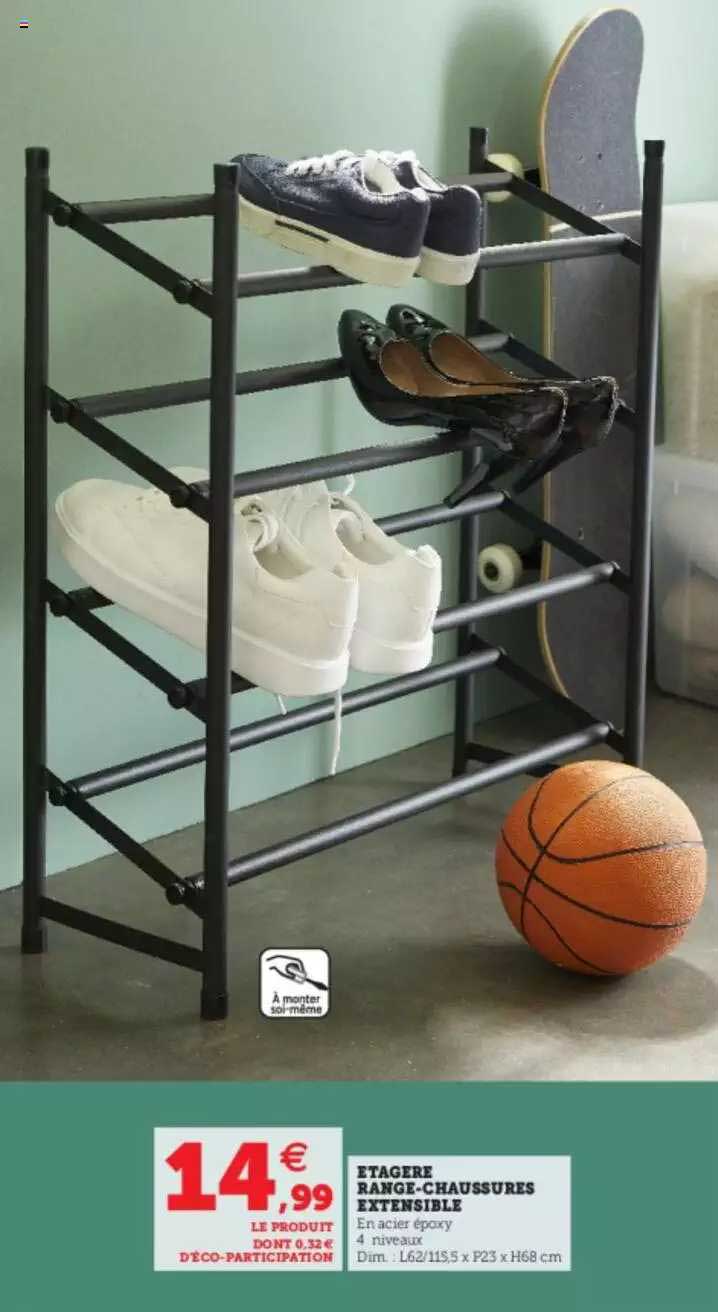 étagère range-chaussures extensible