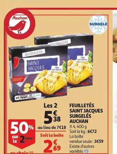 feuilletés saint jacques surgelés auchan