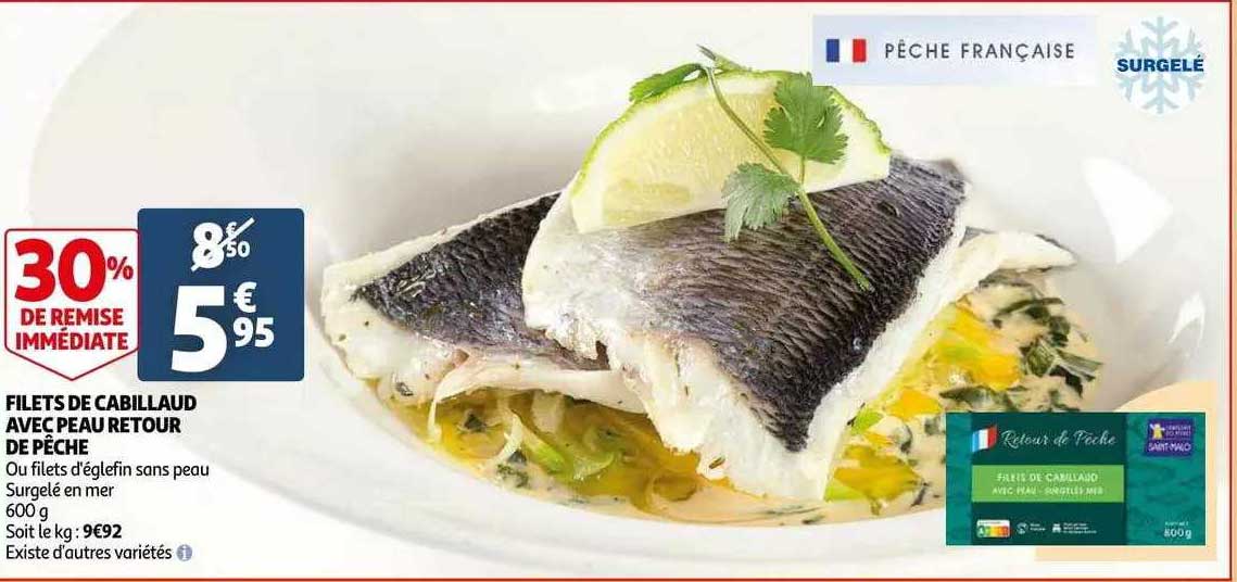 filets de cabillaud avec peau retour de pêche