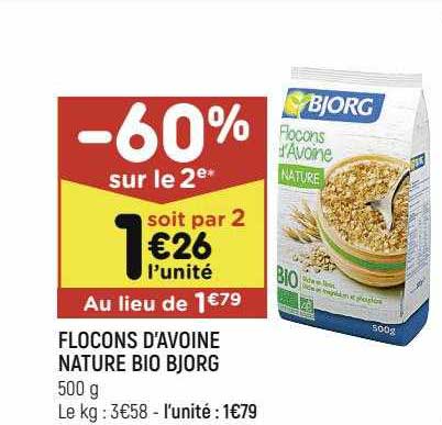 flocons d'avoine nature bio bjorg