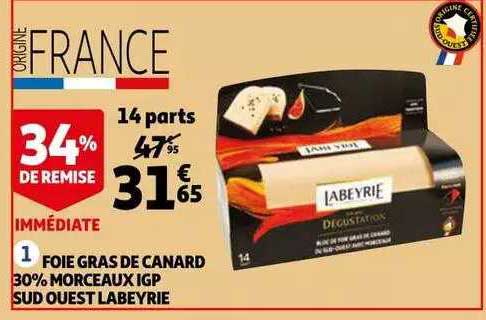 foie gras de canard 30% morceaux igp sud ouest labeyrie