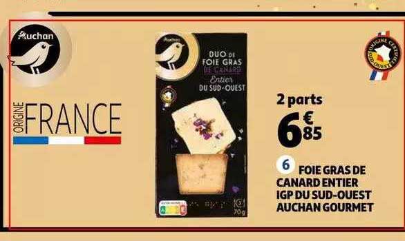 foie gras de canard entier igp du sud-ouest auchan gourmet