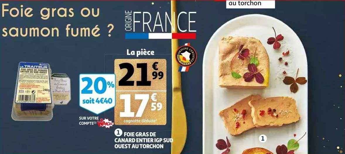 foie gras de canard entier igp sud ouest au torchon