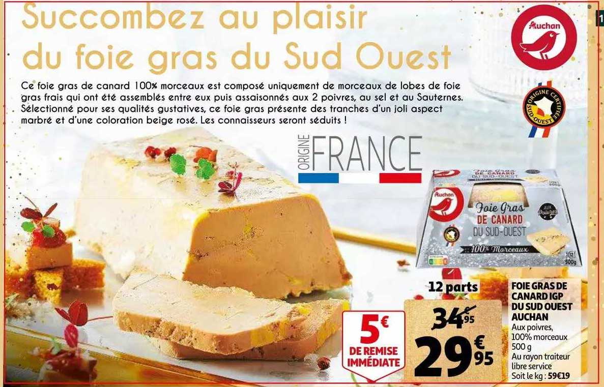 foie gras de canard igp du sud ouest auchan