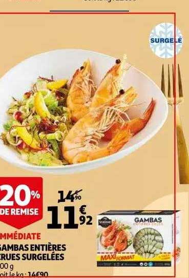Gambas Entières Crues Surgelées