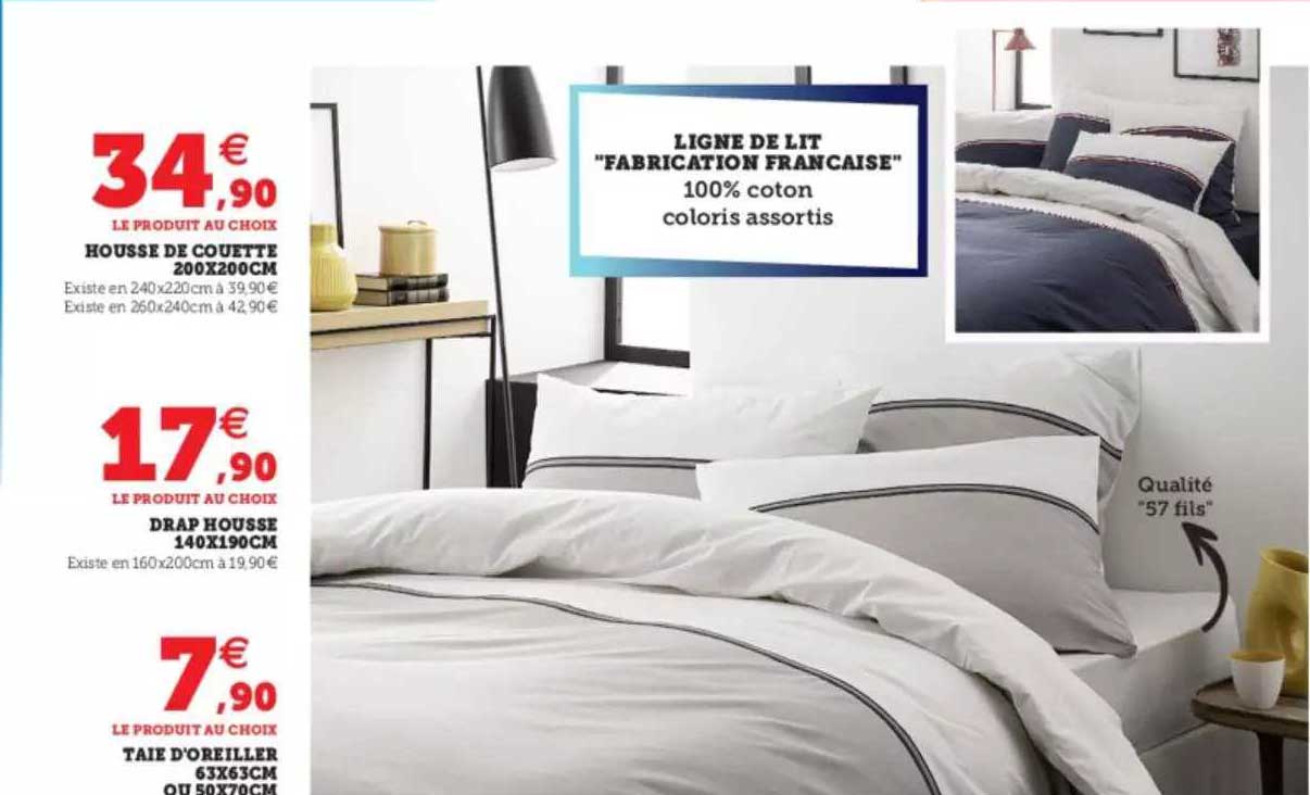 housse de couette 200 x 200 cm, drap housse 140 x 190 cm, taie d'oreiller 63 x 63 cm ou 50 x 70 cm