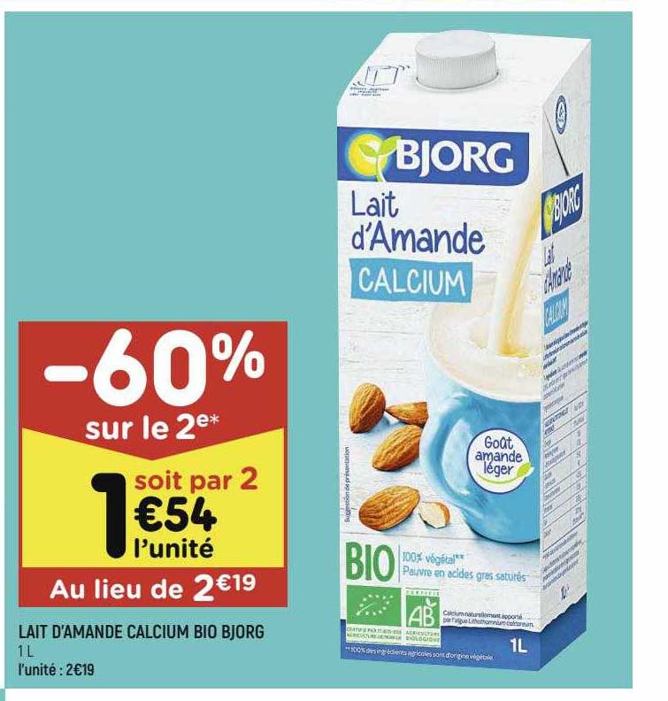 lait d'amande calcium bio bjorg
