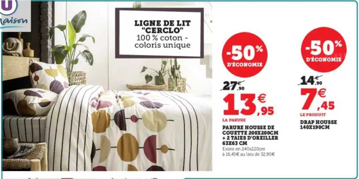 ligne de lit "cerclo" : parure housse de couette 200 x 200 cm + 2 taies d'oreiller 63 x 63 cm, drap housse 140 x 190 cm