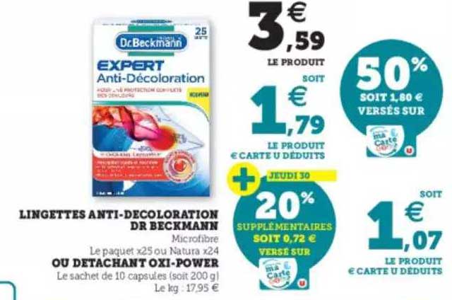 lingettes anti-décoloration dr beckmann ou détachant oxi-power