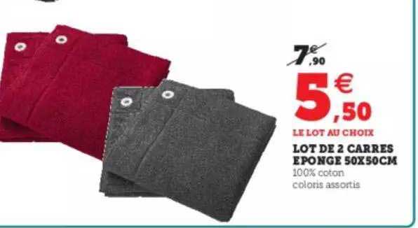 Lot De 2 Carrés éponge 50 X 50 Cm