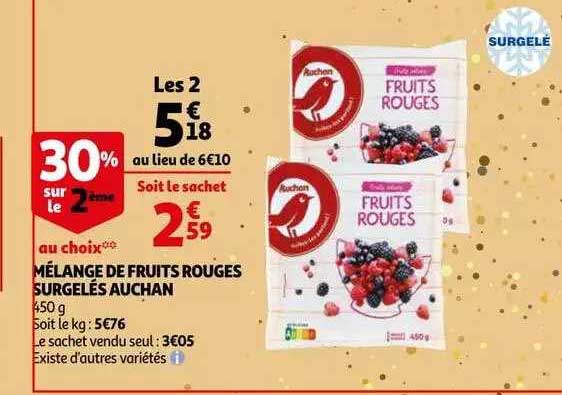 Mélange De Fruits Rouges Surgelés Auchan