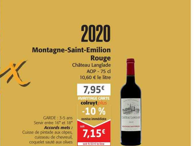 montagne-saint-émilion rouge château langlade 2020