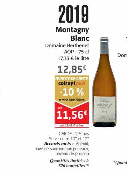 Montagny Blanc Domaine Berthenet 2019