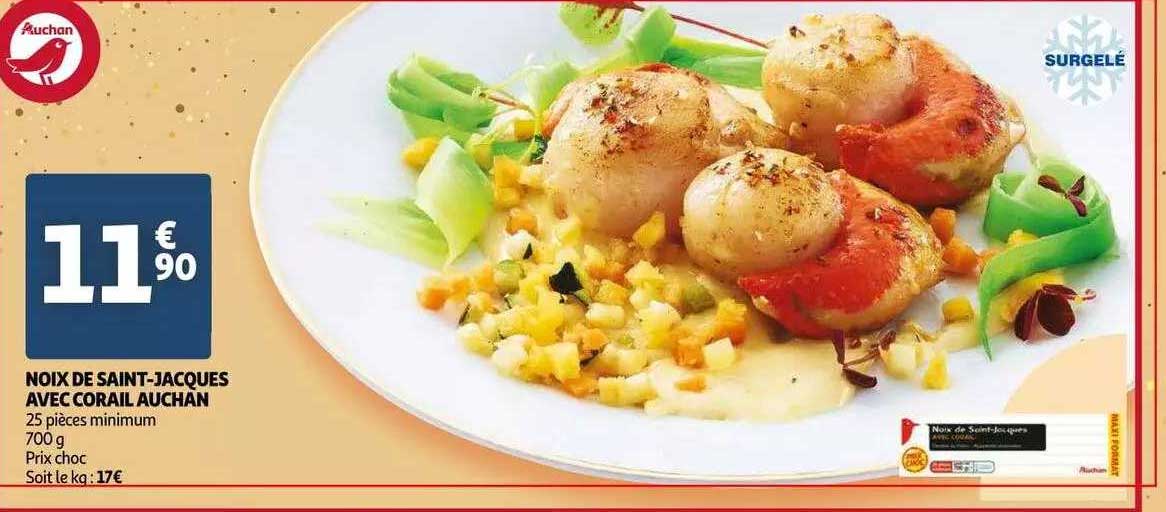 noix de saint-jacques avec corail auchan