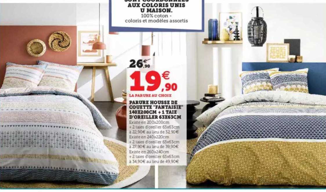 parure housse de couette "fantaisie" 140 x 200 cm + 1 taie d'oreiller 63 x 63 cm
