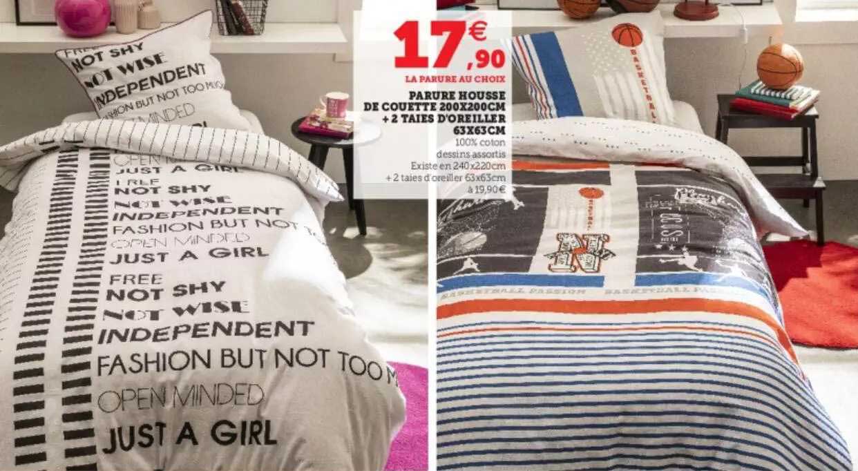 Parure Housse De Couette 200 X 200 Cm + 2 Taies D'oreiller 63 X 63 Cm