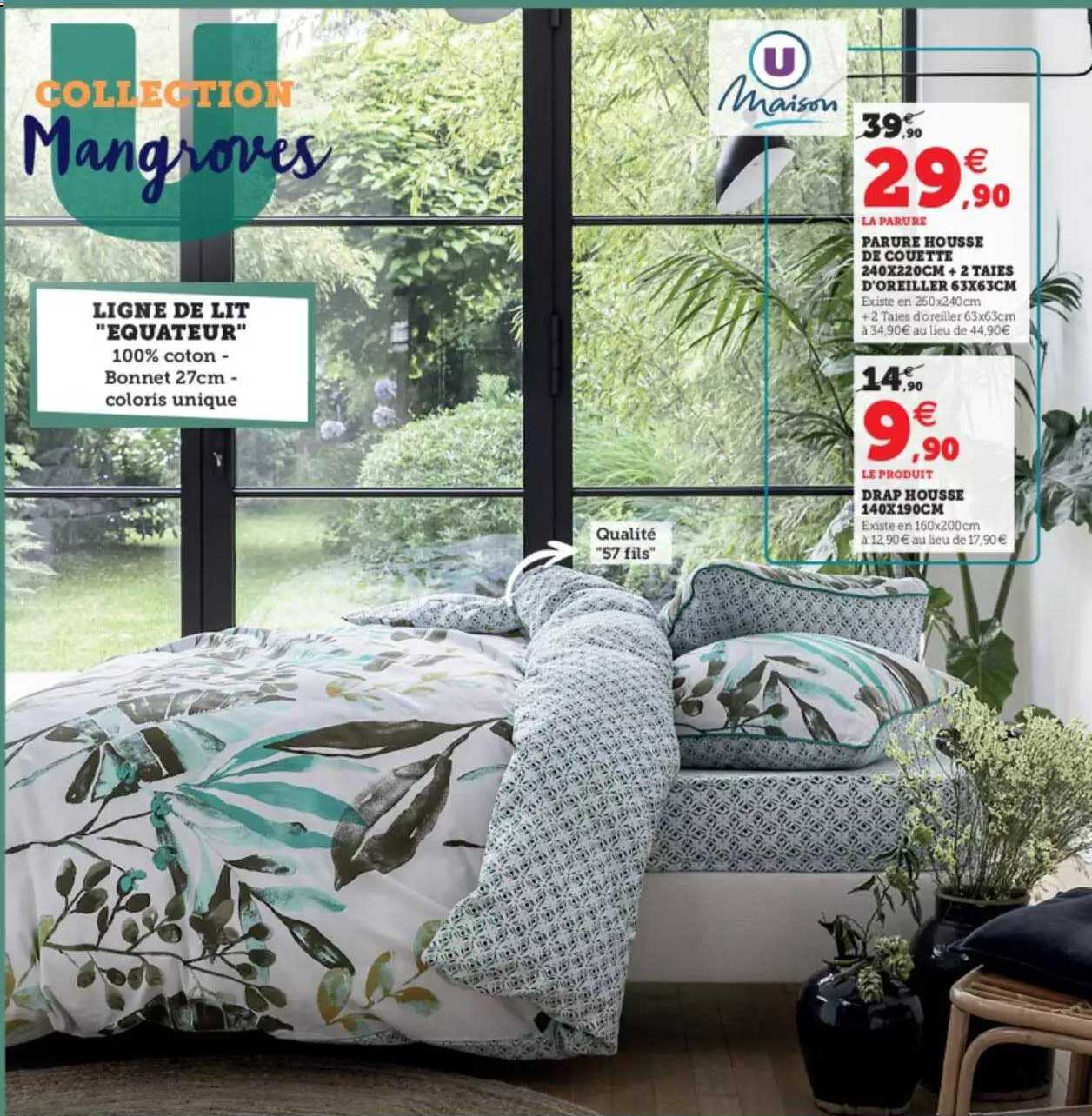 parure housse de couette 240 x 220 cm + 2 taies d'oreiller 63 x 63 cm, drap housse 140 x 190 cm