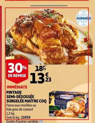 pintade semi-désossée surgelée maître coq