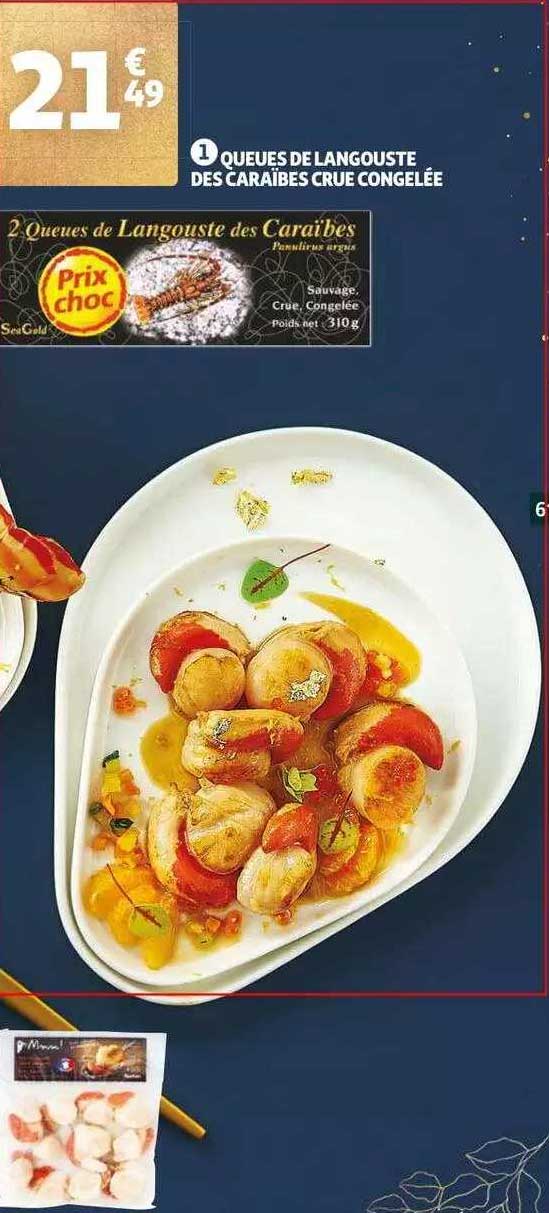 queues de langouste des caraïbes crue congelée