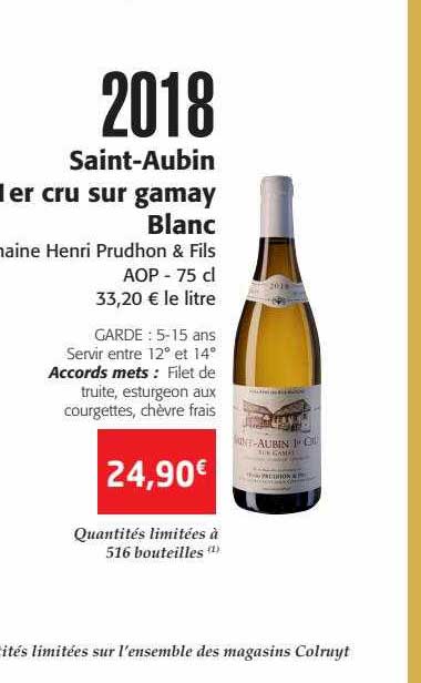 saint-aubin 1er cru sur gamay blanc