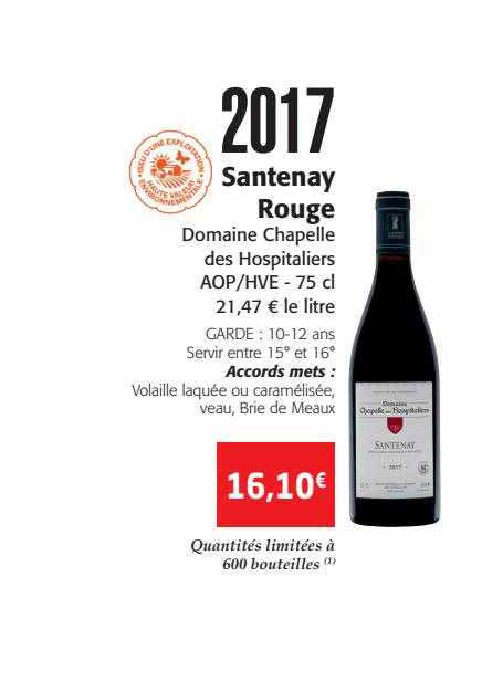 santenay rouge domaine chapelle des hospitaliers 2017