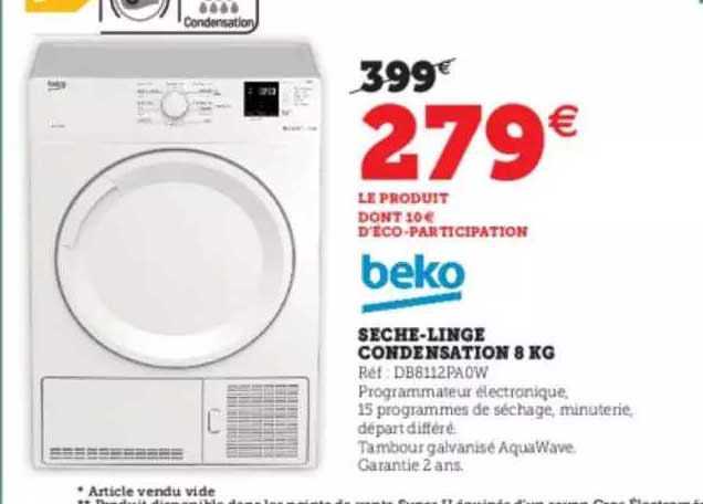 sèche-linge condensation 8 kg beko