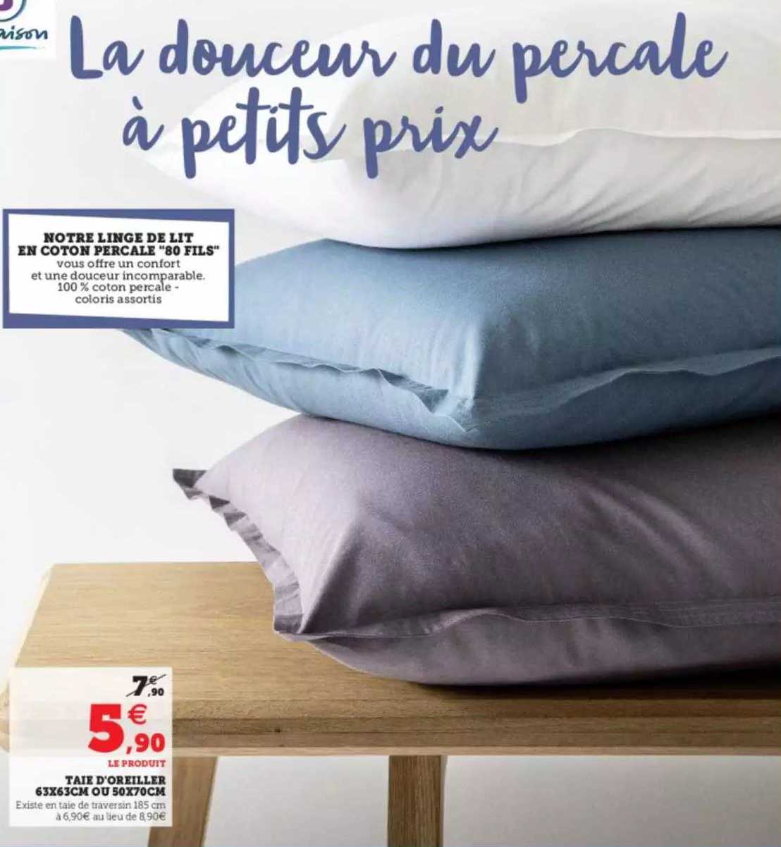 taie d'oreiller 63 x 63 cm ou 50 x 70 cm