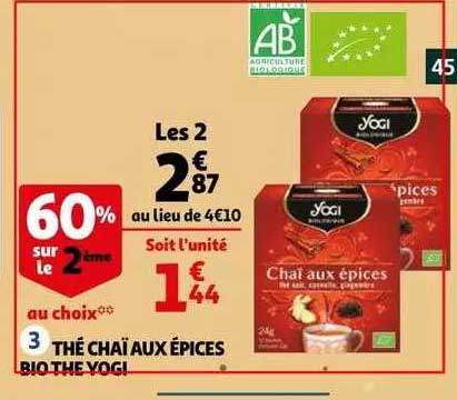 thé chaï aux épices bio the yogi