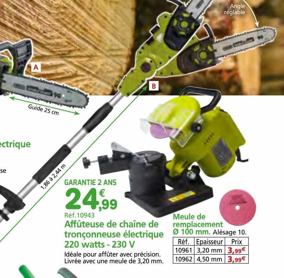 Affûteuse De Chaîne De Tronçonneuse électrique 220 Watts - 230 V, Meule De Remplacement ø 100 Mm