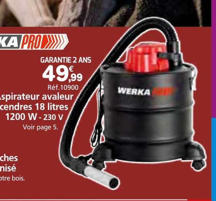 aspirateur avaleur centres 18 litres 1200 w - 230 v werka pro