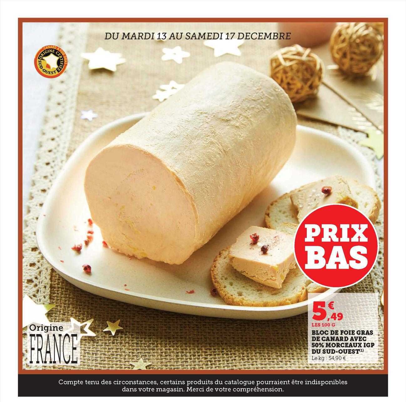 bloc de foie gras de canard avec 50% morceaux igp du sud-ouest