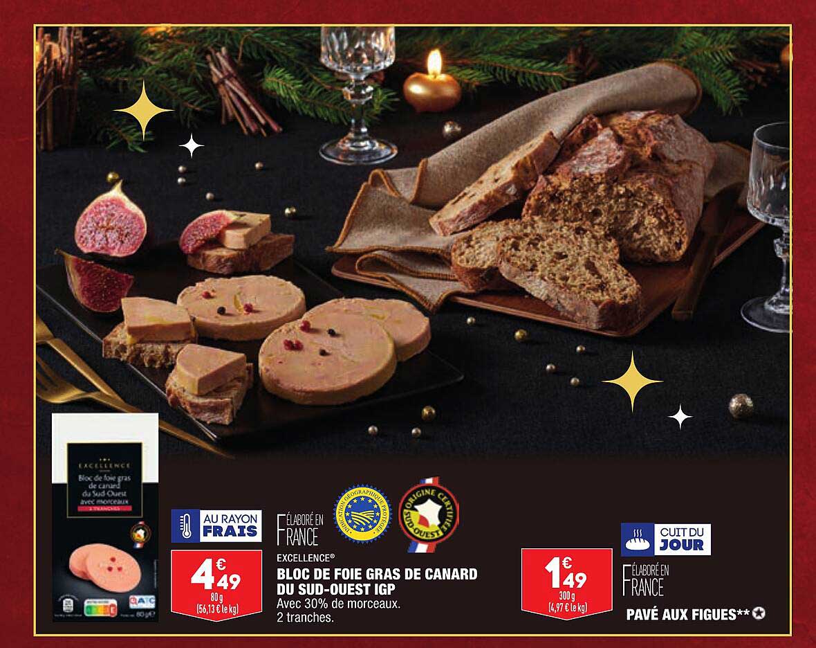 bloc de foie gras de canard du sud-ouest igp excellence, pavé aux figues