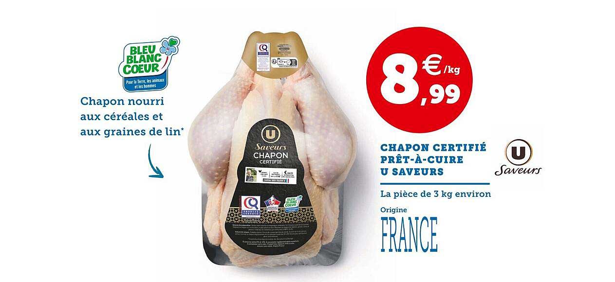 chapon certifié prêt-à-cuire u saveurs