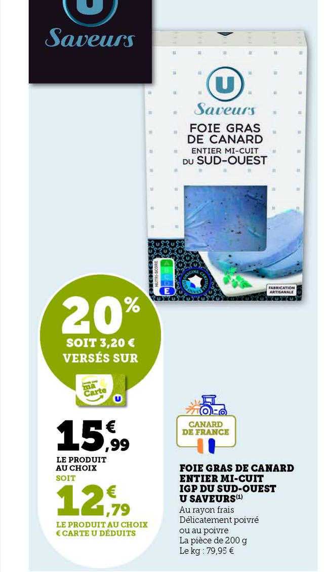 foie gras de canard entier mi-cuit igp du sud-ouest u saveurs