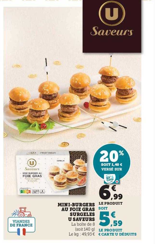 mini-burgers au foie gras surgelés u saveurs