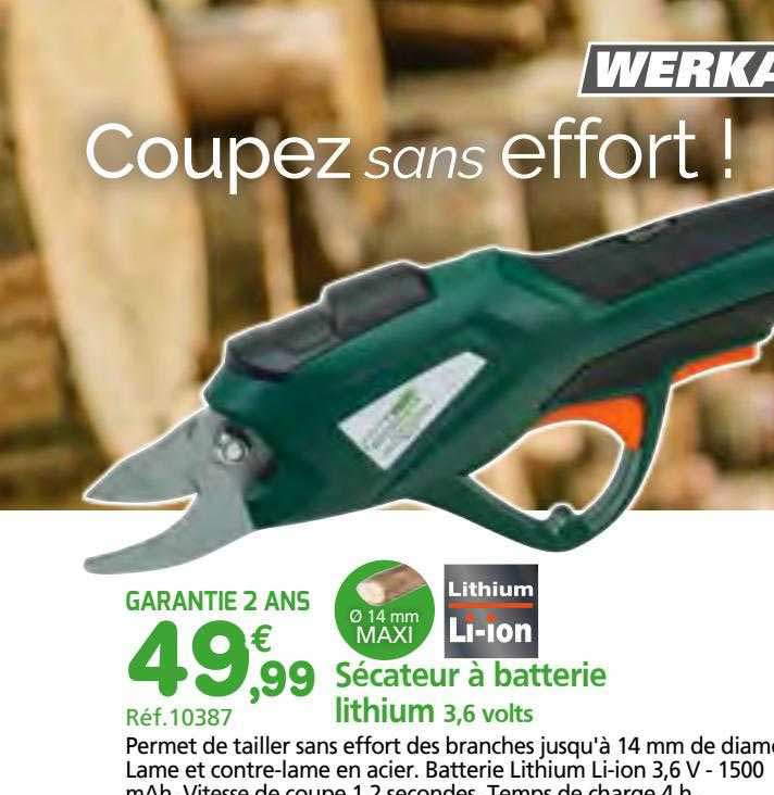 sécateur à batterie lithium 3,6 volts