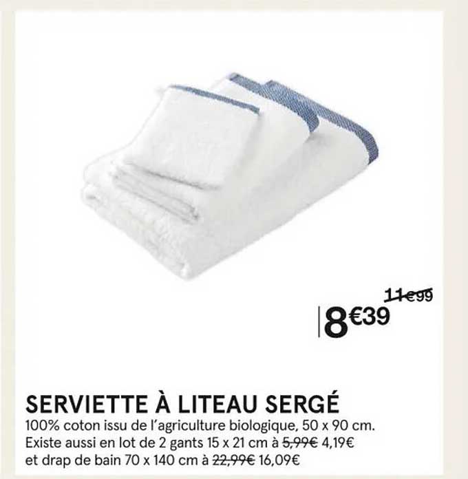 serviette à liteau sergé