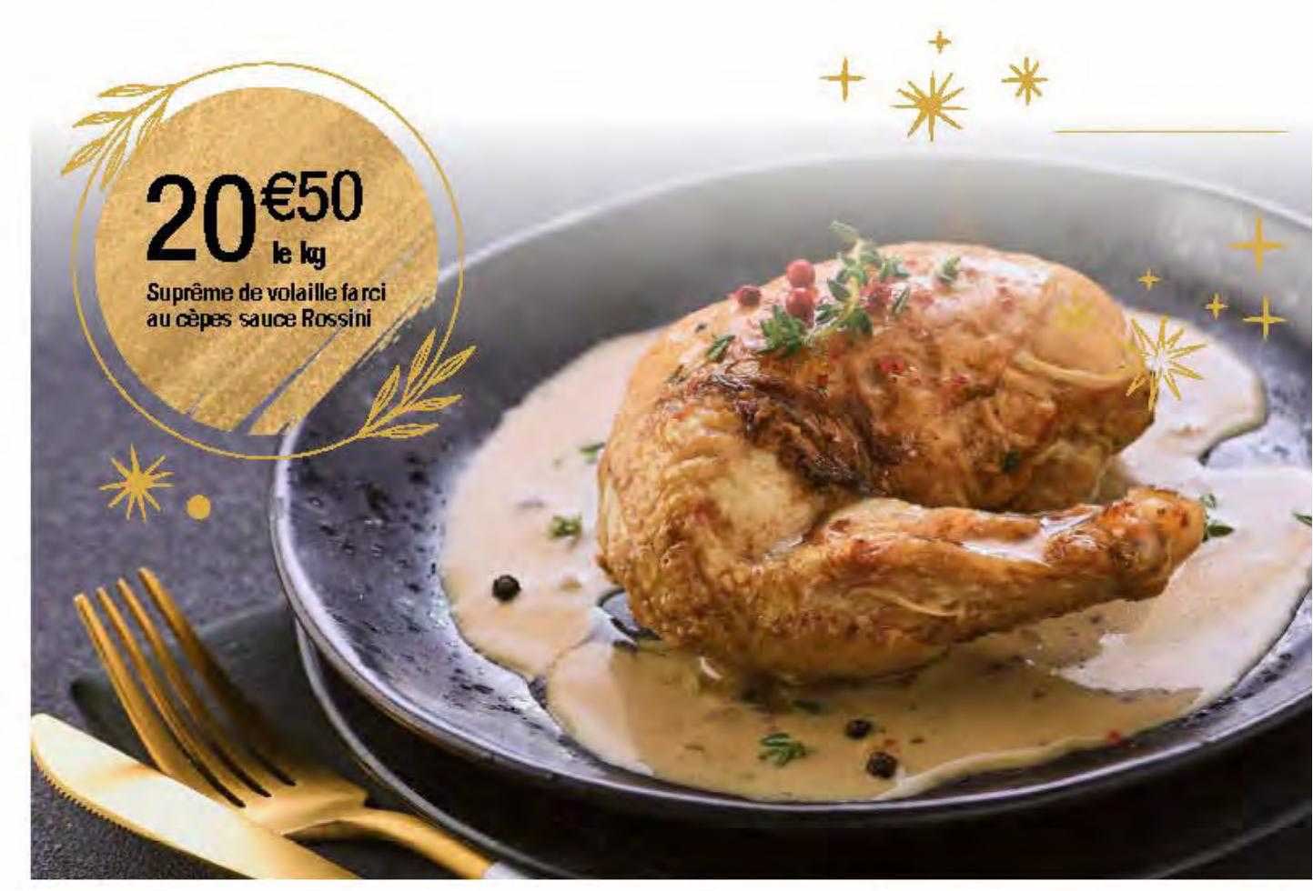 suprême de volaille farci au cèpes sauce rossini