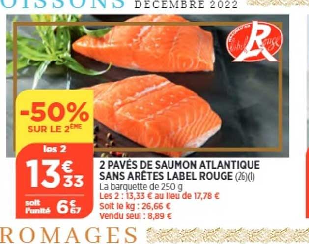 2 Pavés De Saumon Atlantique Sans Arêtes Label Rouge