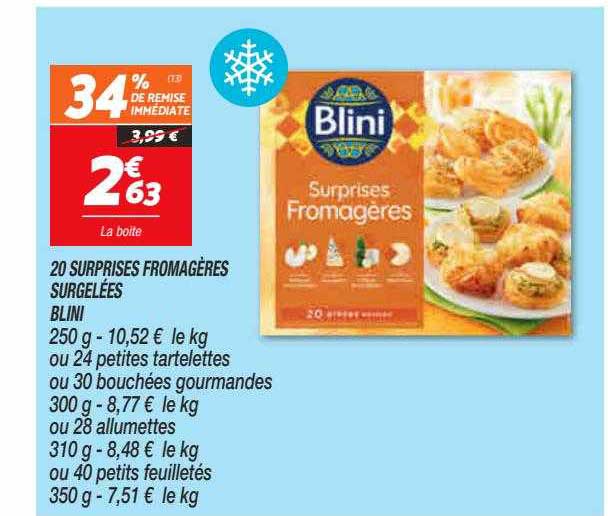 20 surprises fromagères surgelées blini