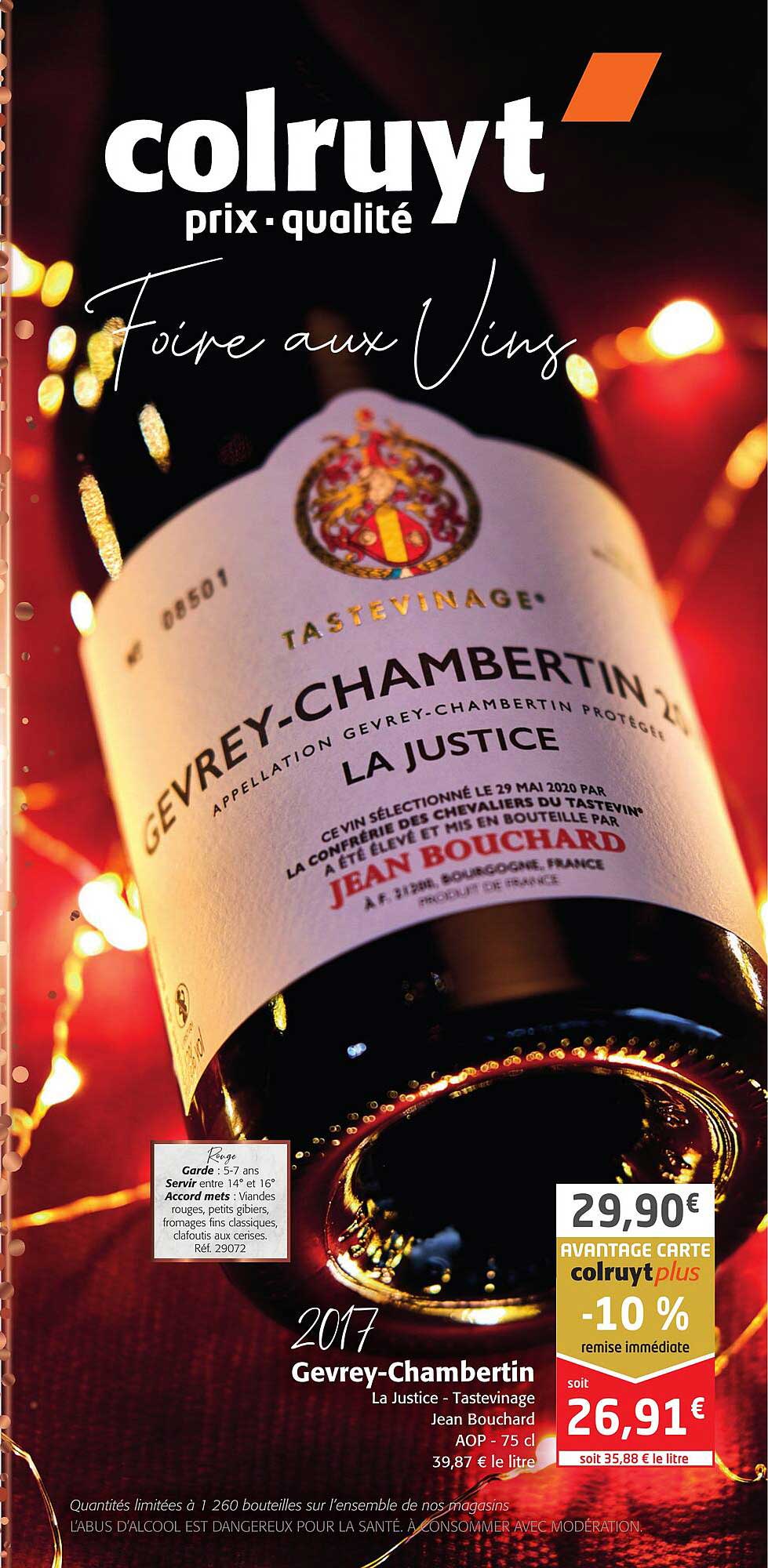 2017 gevrey-chambertin la justice - tastevinage jean bouchard