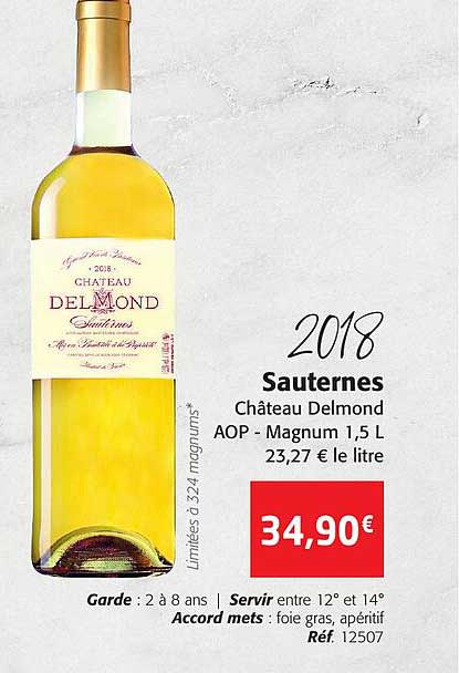 2018 sauternes château delmond aop