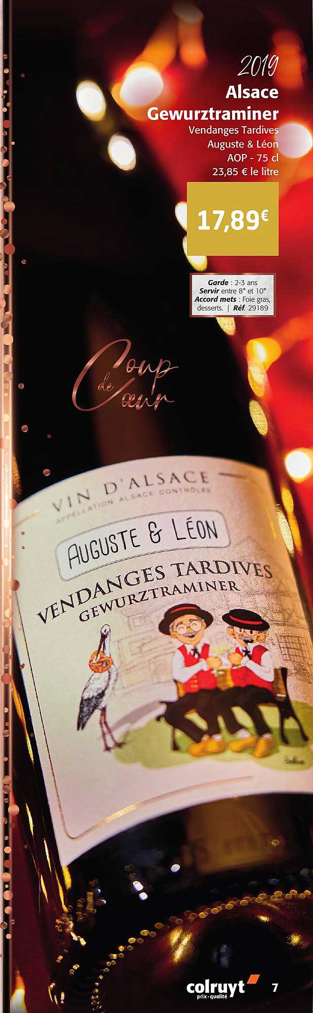 2019 alsace gewurztraminer vendanges tardives auguste & léon