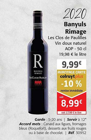 2020 banyuls rimage les clos de paulilles vin doux naturel aop