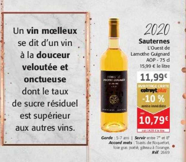 2020 sauternes l'ouest de lamothe guignard
