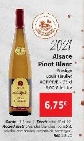 2021 alsace pinot blanc prestige louis hauller