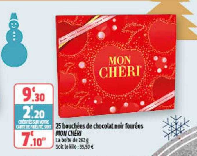 25 bouchées de chocolat noir fourrées mon chéri