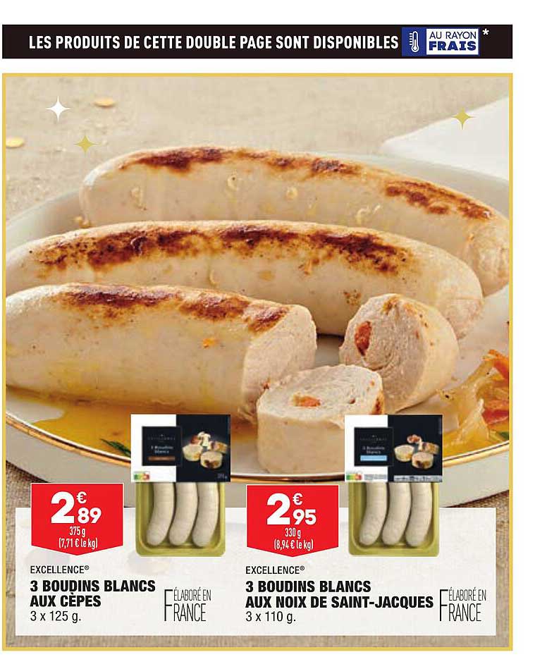 3 Boudins Blancs Aux Cèpes Ou Aux Noix De Saint-jacques